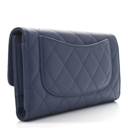 Chanel Lambskin Quilted Large Flap Wallet Blue 3 of 8