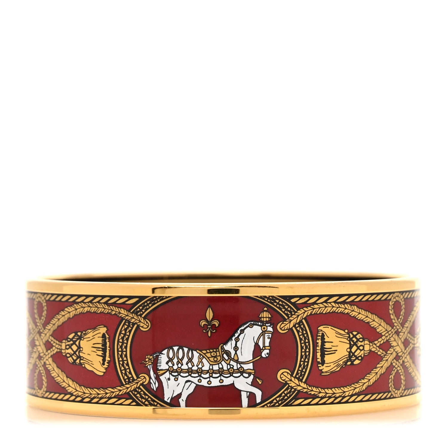 Hermes Enamel Printed Wide Grand Apparat Bracelet 70 Rouge 1 of 6