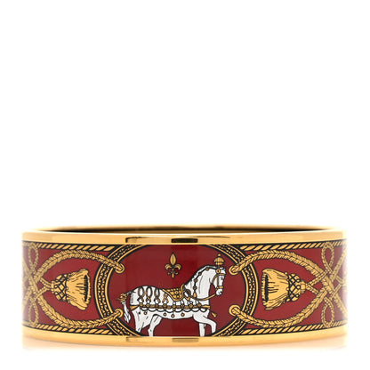 Hermes Enamel Printed Wide Grand Apparat Bracelet 70 Rouge 1 of 6