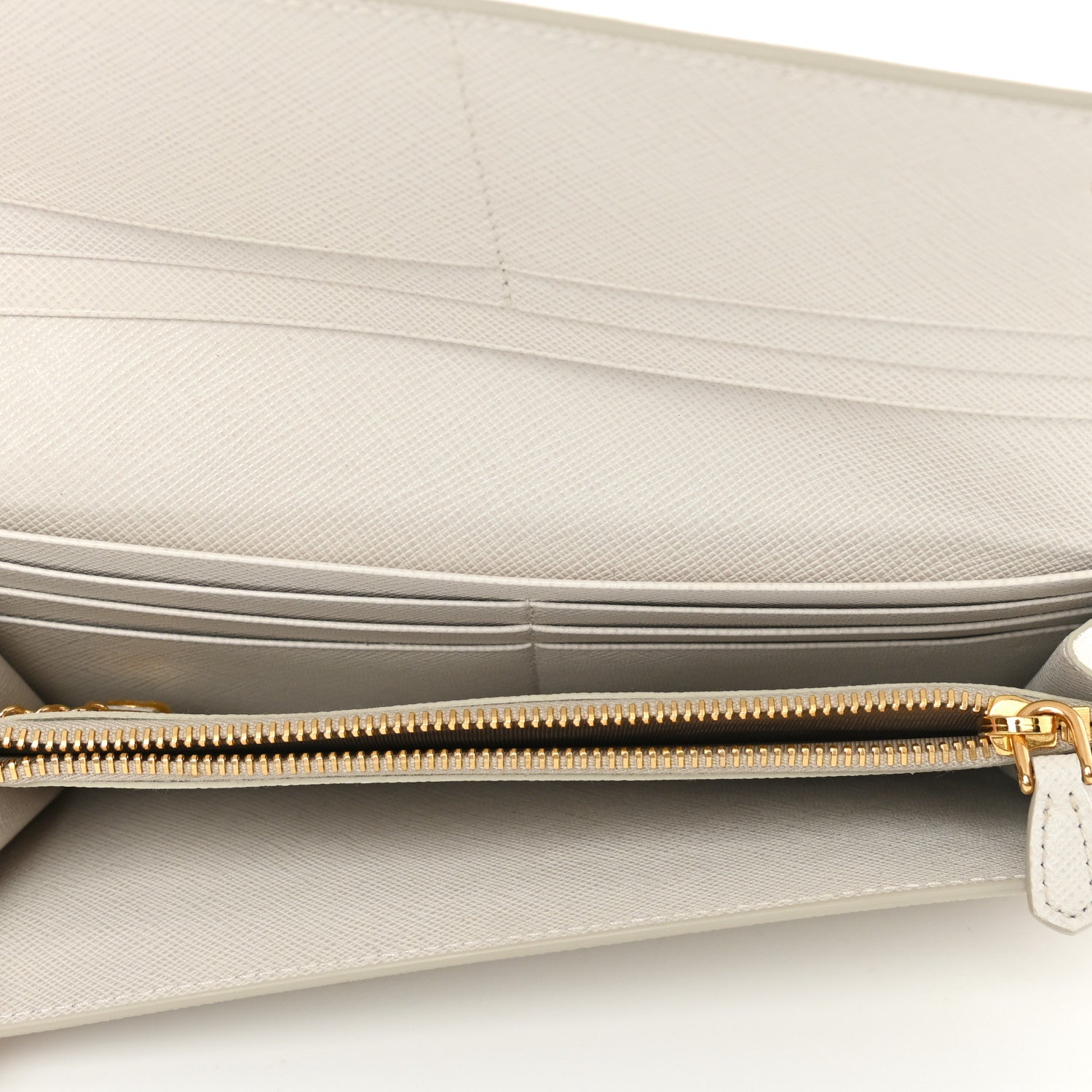 Prada Saffiano Shine Monochrome Continental Wallet Talco 6 of 8