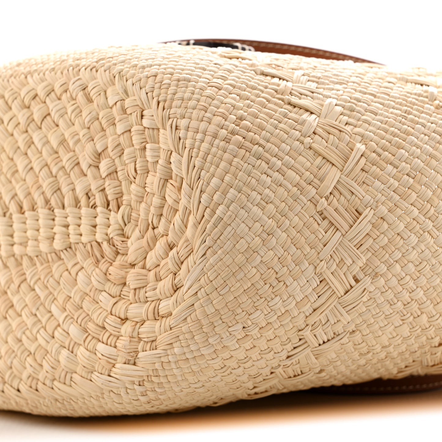 Calfskin Raffia Paulas Ibiza Medium Anagram Basket Tote Bag Natural Tan