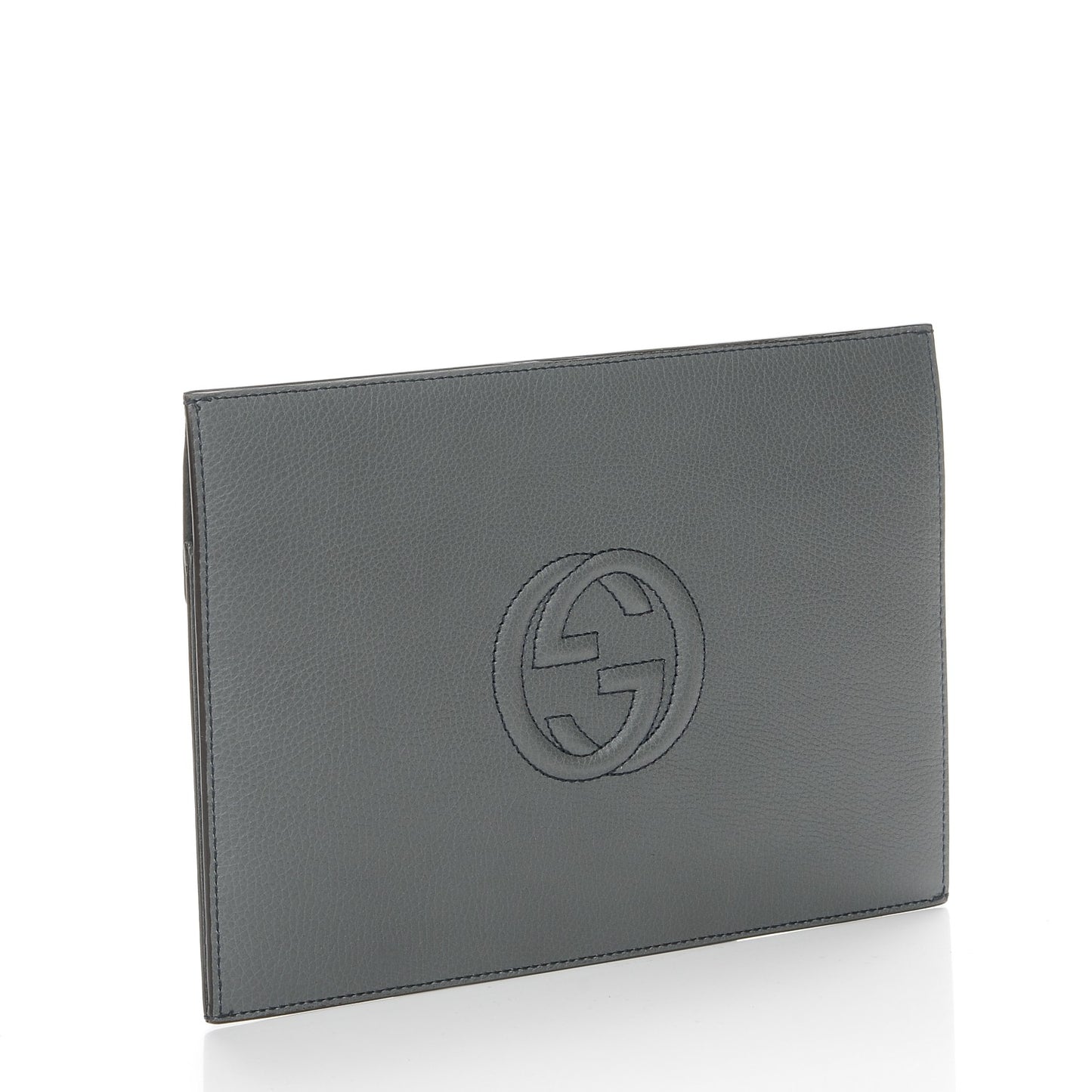 Pebbled Calfskin Soho Document Holder Grey