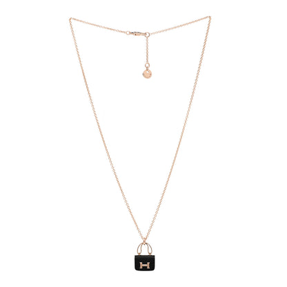Hermes 18K Rose Gold Black Jade Constance Amulettes Pendant Necklace 3 of 6