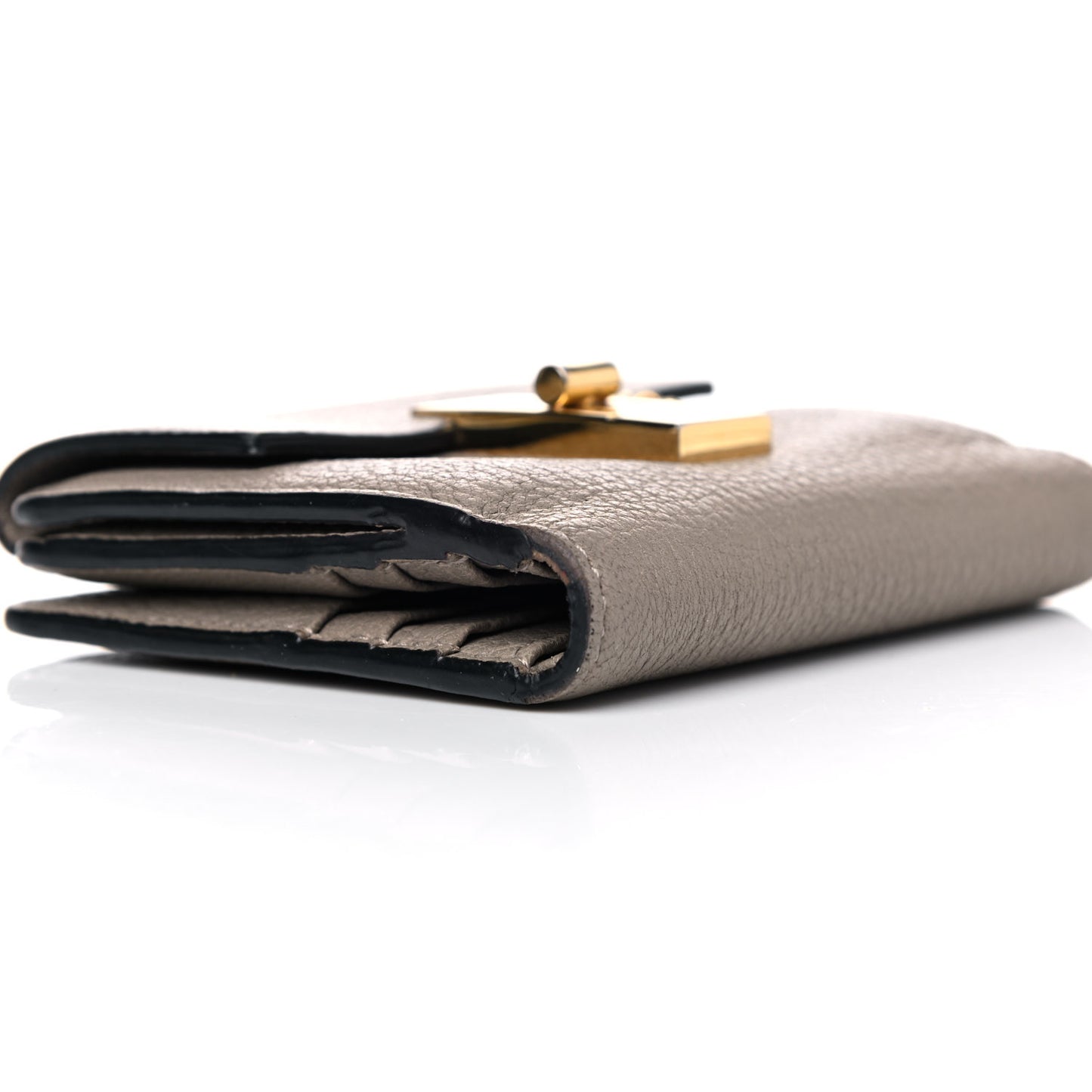 Grained Lambskin Drew Square Wallet Motty Grey
