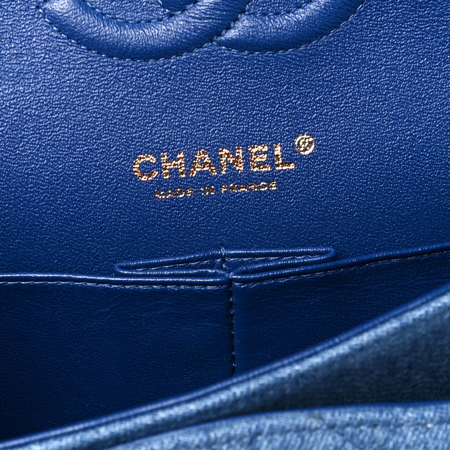 Denim Quilted Medium Double Flap Blue