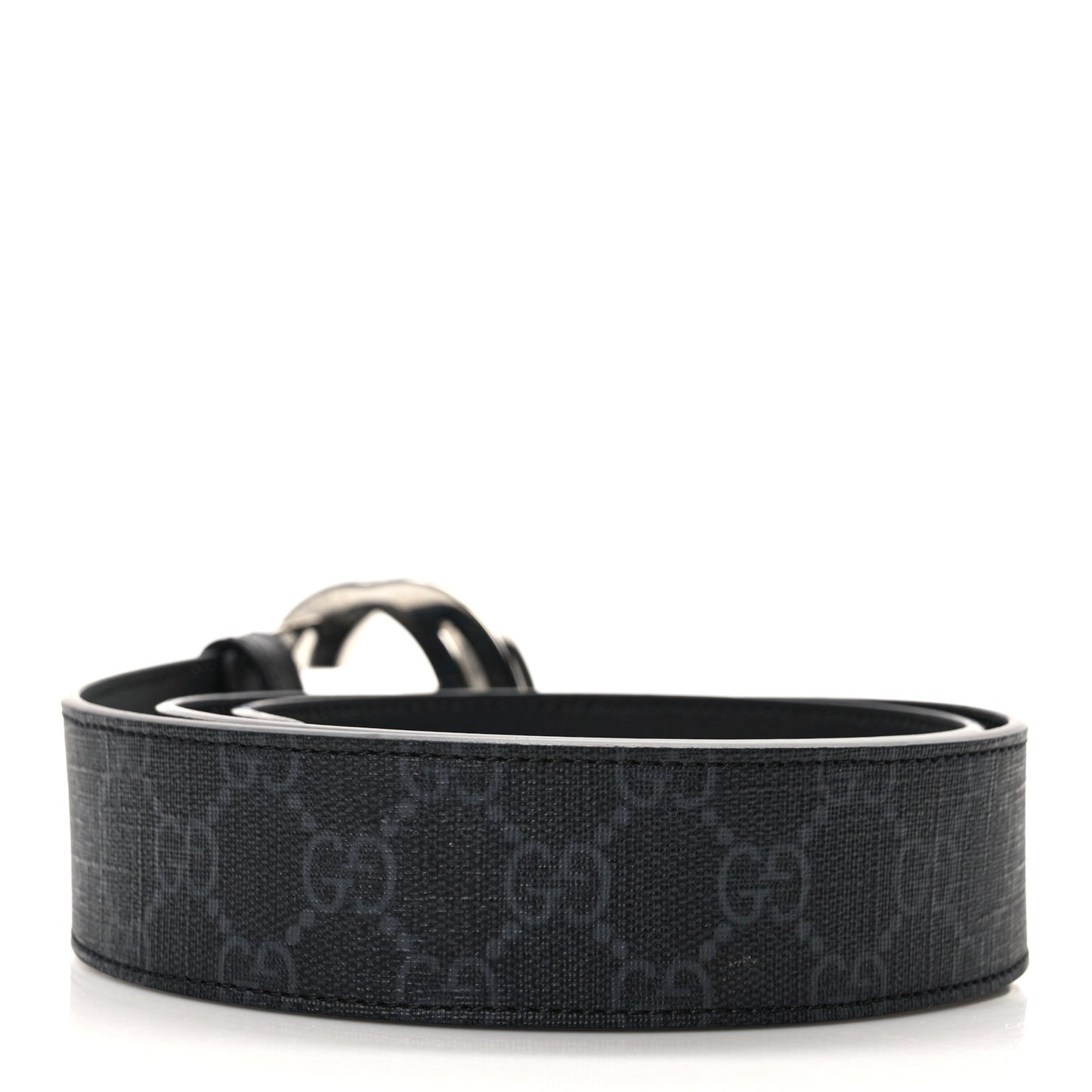 GG Supreme Monogram Selleria Calfskin Interlocking G 40mm Belt 85 34 Black Grey