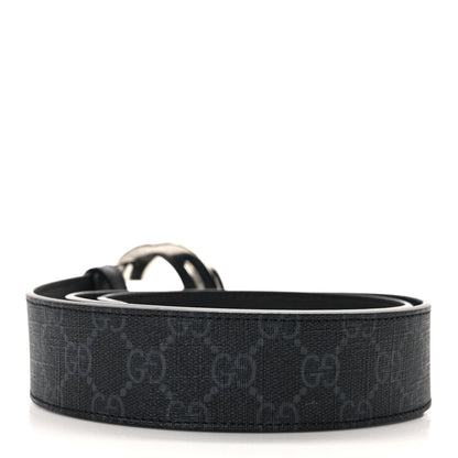 Gucci GG Supreme Monogram Selleria Calfskin Interlocking G 40mm Belt 85 34 Black Grey 2 of 5