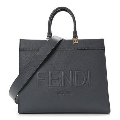Fendi Vitello Cher Logo Debossed Medium Fendi Sunshine Shopper Tote Real Tempesta 1 of 9