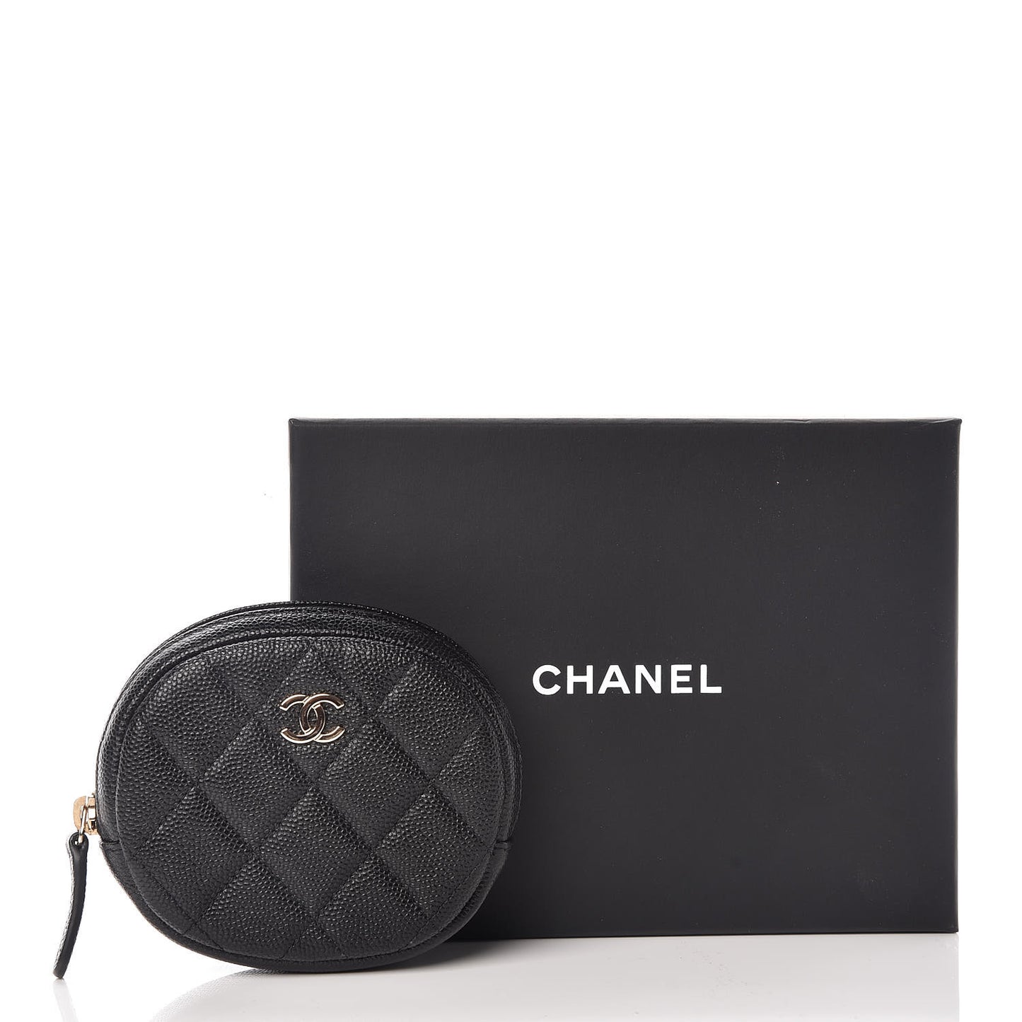 Caviar Quilted Zip Around Classic Coin Purse Black