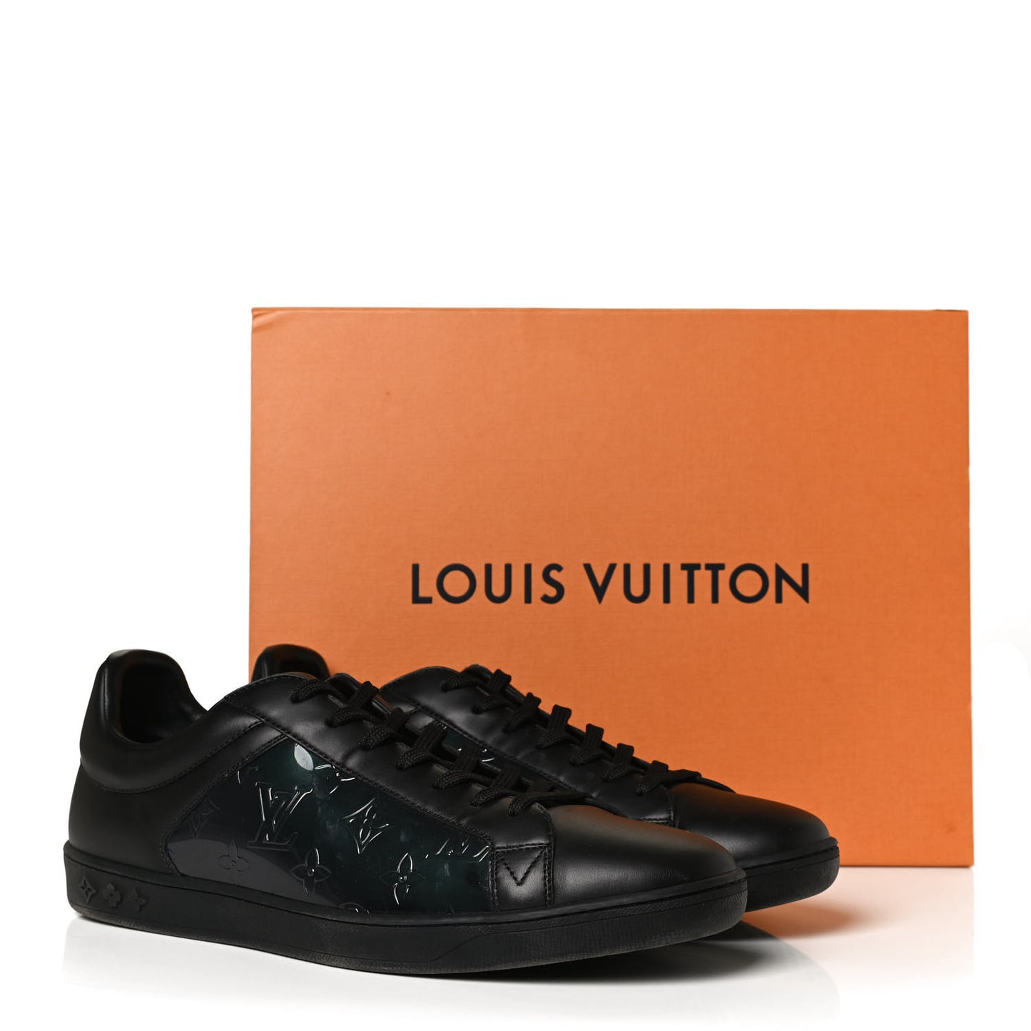 PVC Calfskin Monogram Mens Sneakers 9.5 Black