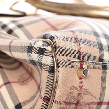 Burberry Haymarket Check Tote Gold 13 of 22