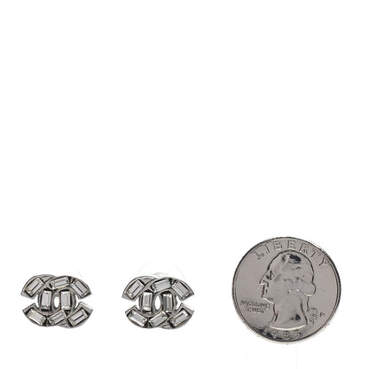 Chanel Crystal Baguette CC Earrings Silver 2 of 4