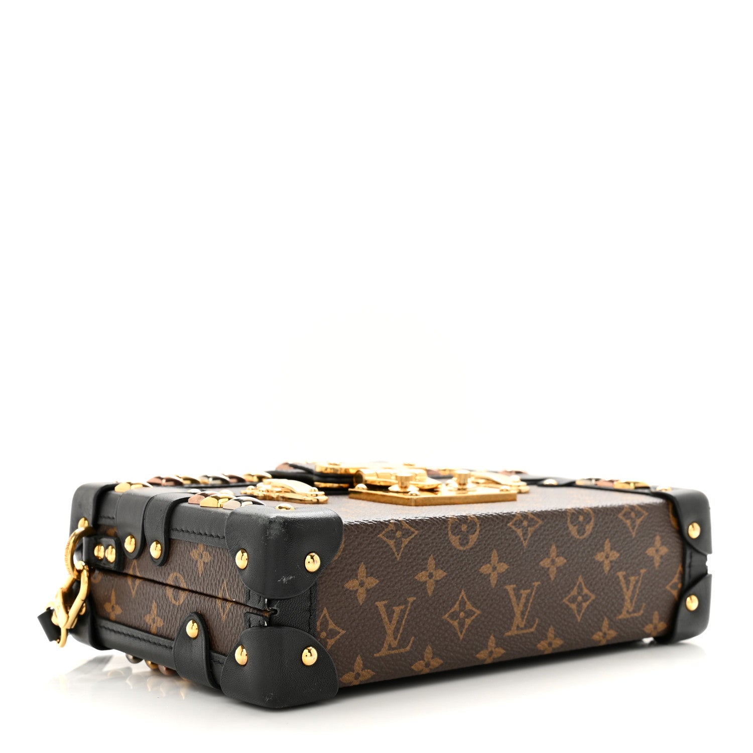 Louis Vuitton LOUIS VUITTON Monogram Studded Petite Malle Black 4 of 17