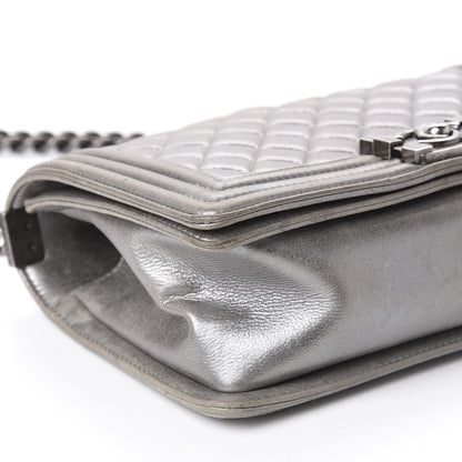 Chanel Metallic Lambskin Quilted Medium Boy Flap Silver 7 of 13