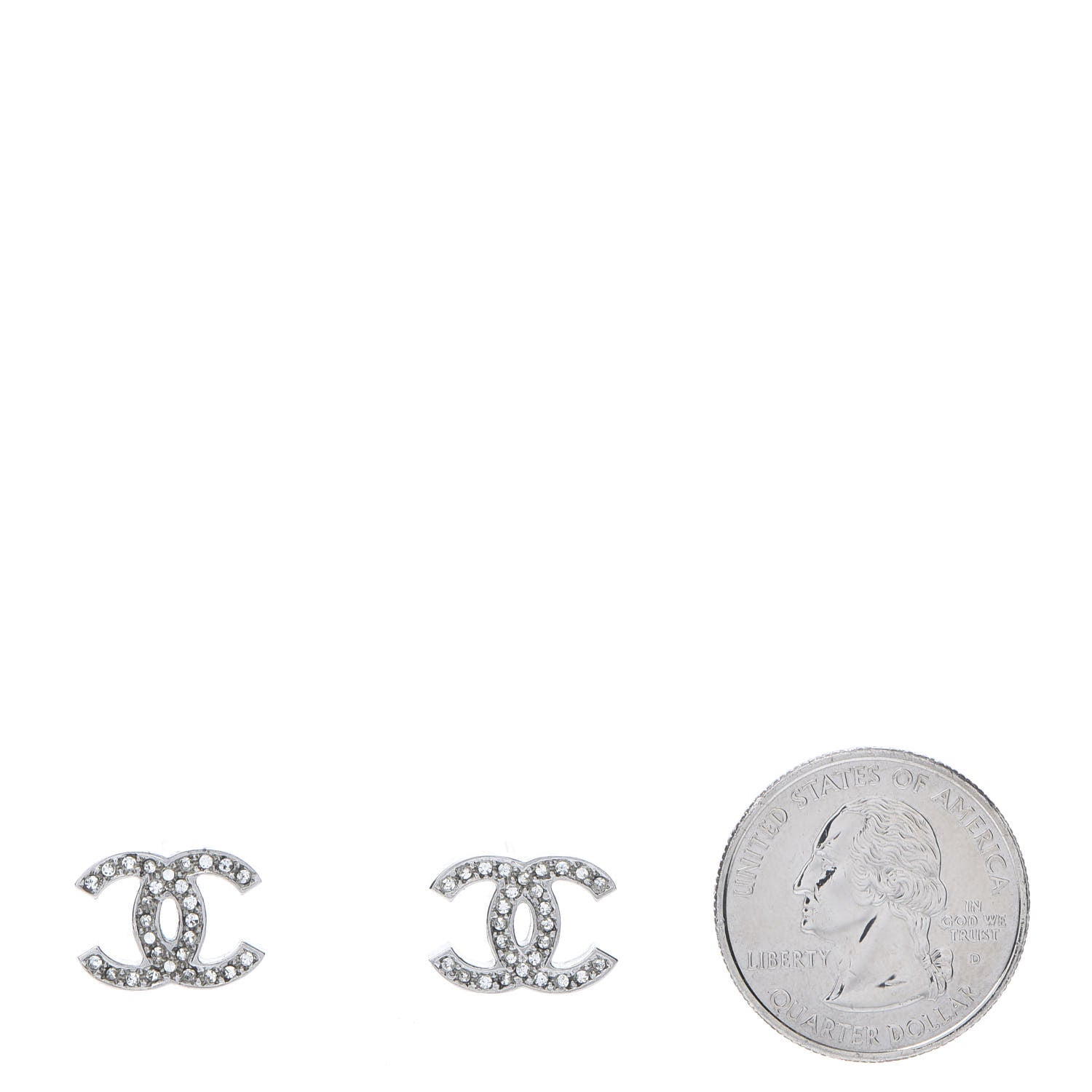 Chanel Crystal CC Earrings Silver 2 of 4