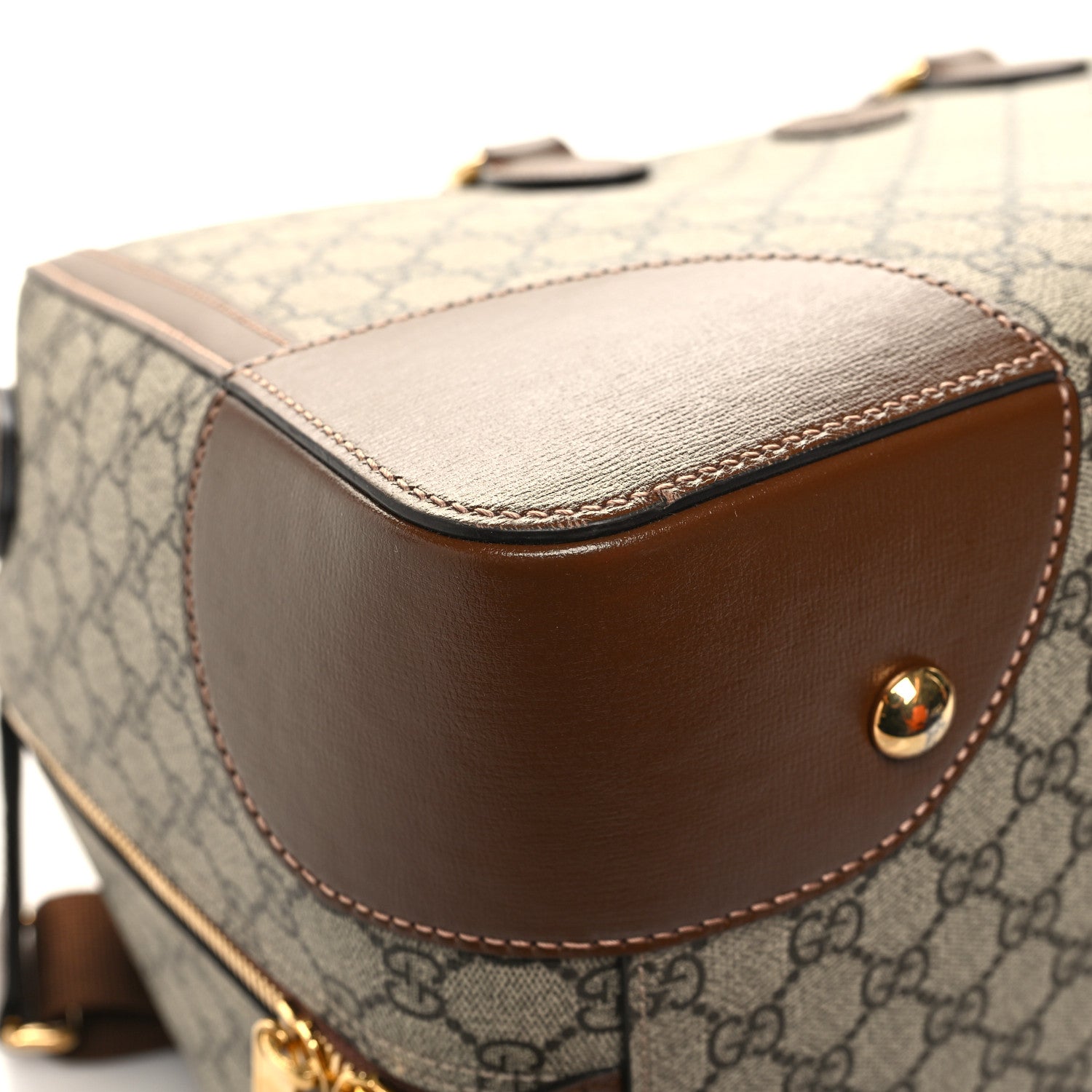 Gucci GG Supreme Monogram Azalea Calfskin Retro Interlocking G Duffle Bag Beige Ebony Brown Sugar 8 of 11