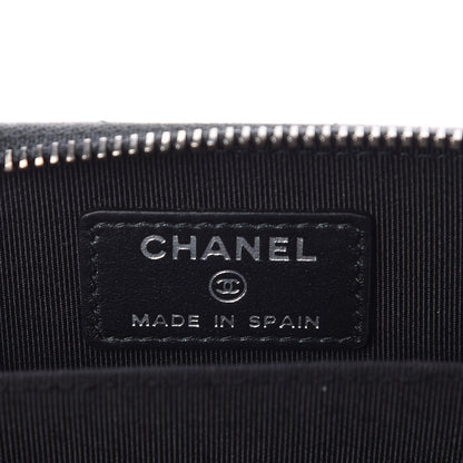 Chanel Iridescent Caviar Chevron Quilted Zip Around Coin Purse Black 6 of 8