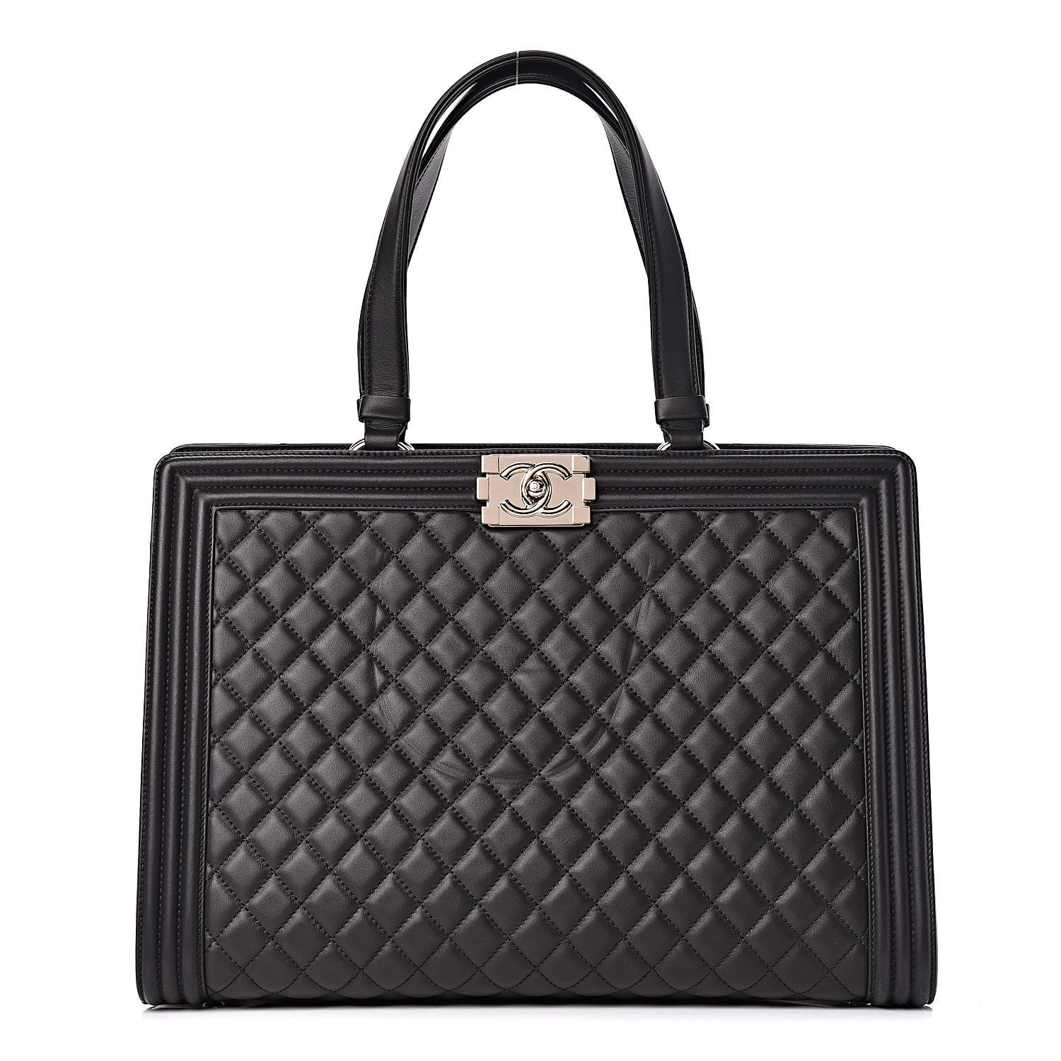 Chanel Calfskin Quilted Boy Shopping Tote Black 1 of 12