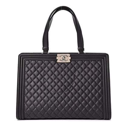 Chanel Calfskin Quilted Boy Shopping Tote Black 1 of 12