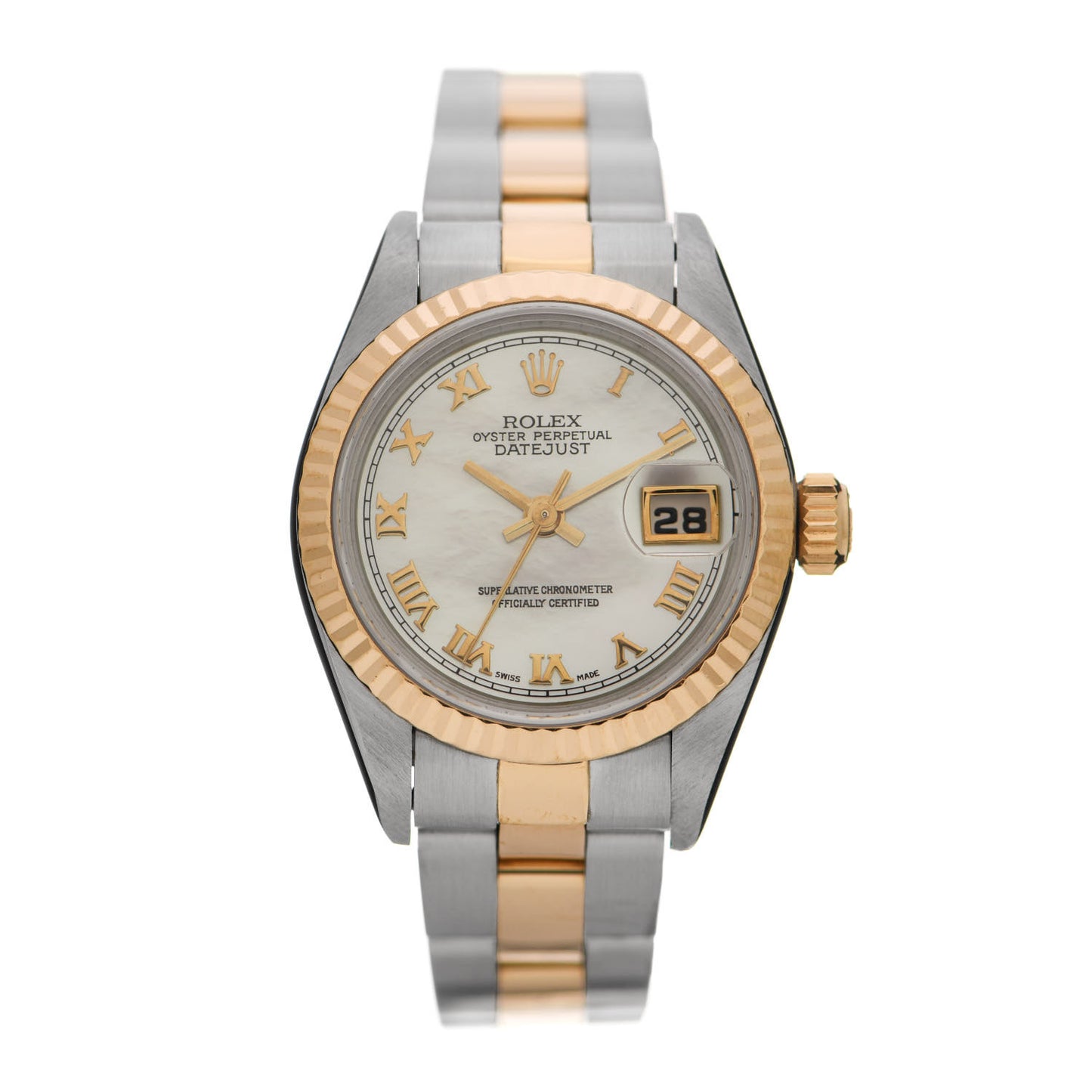 Stainless Steel 18K Yellow Gold Mother of Pearl 26mm Oyster Perpetual Datejust Watch 69173