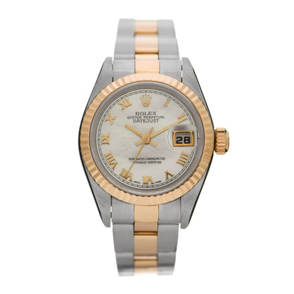 Rolex Stainless Steel 18K Yellow Gold Mother of Pearl 26mm Oyster Perpetual Datejust Watch 69173 1 of 5