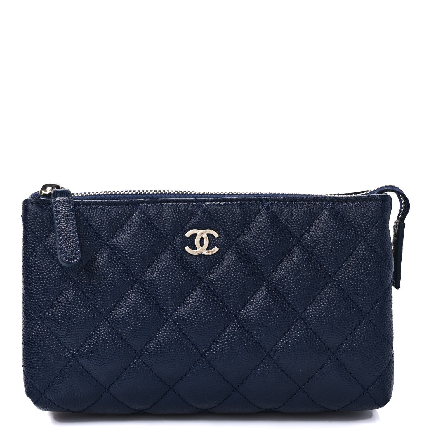 Chanel Caviar Quilted Cosmetic Case Navy 1 of 9
