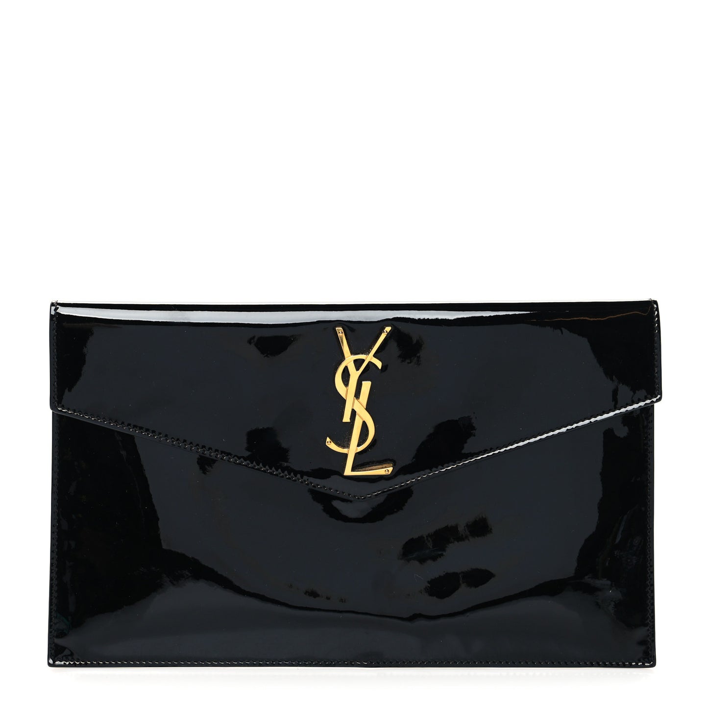 Patent Calfskin Monogram Uptown Clutch Black