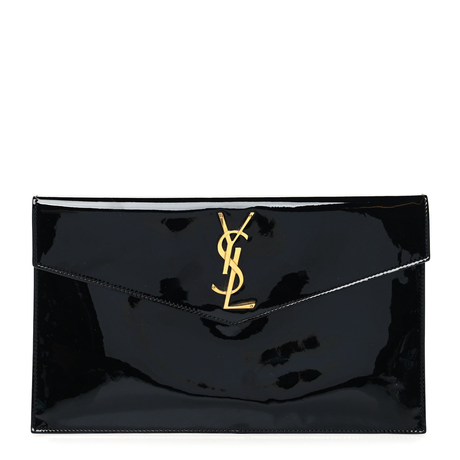 Saint Laurent Patent Calfskin Monogram Uptown Clutch Black 1 of 12
