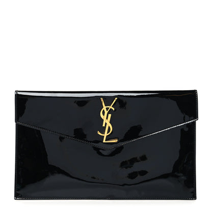Saint Laurent Patent Calfskin Monogram Uptown Clutch Black 1 of 12