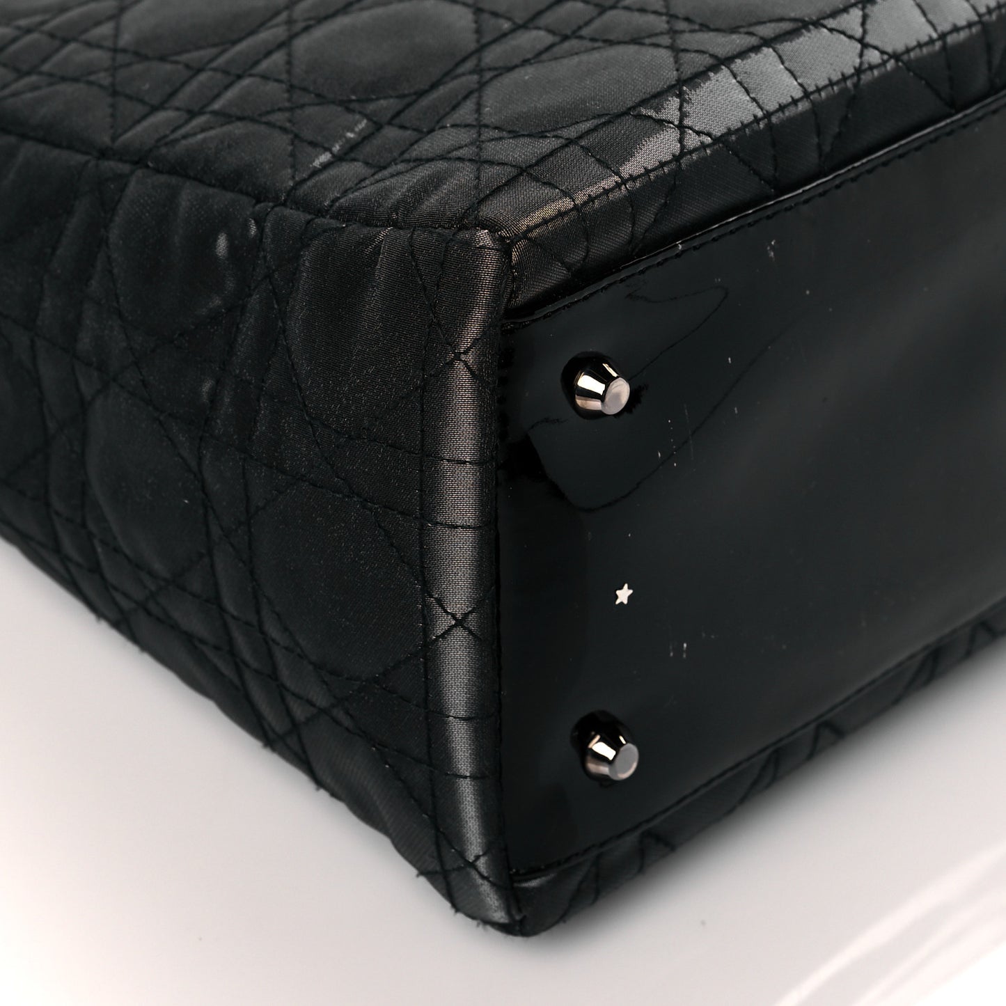 Coated Canvas Patent Cannage Medium Lady Dior Black