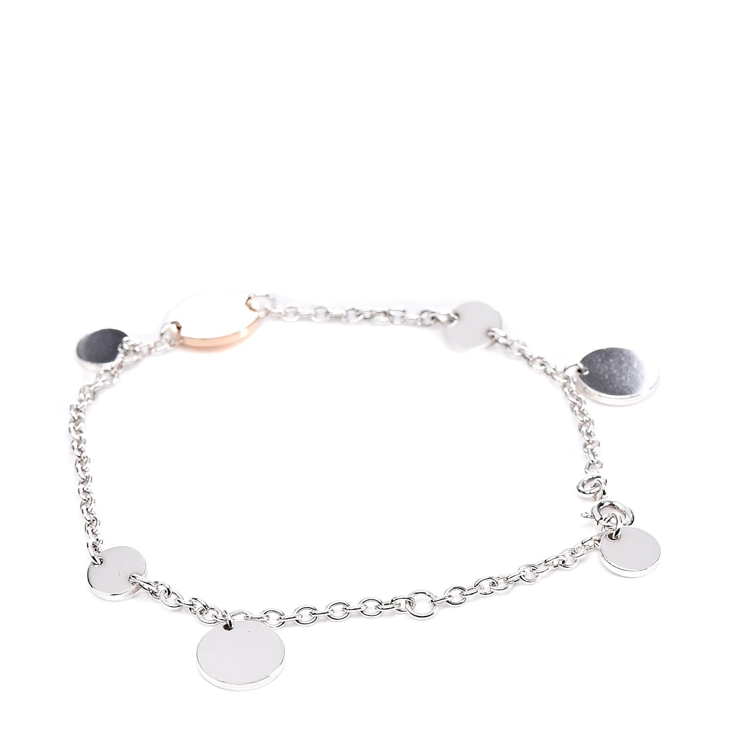Hermes Sterling Silver 18K Rose Gold Confettis Bracelet LG 3 of 4