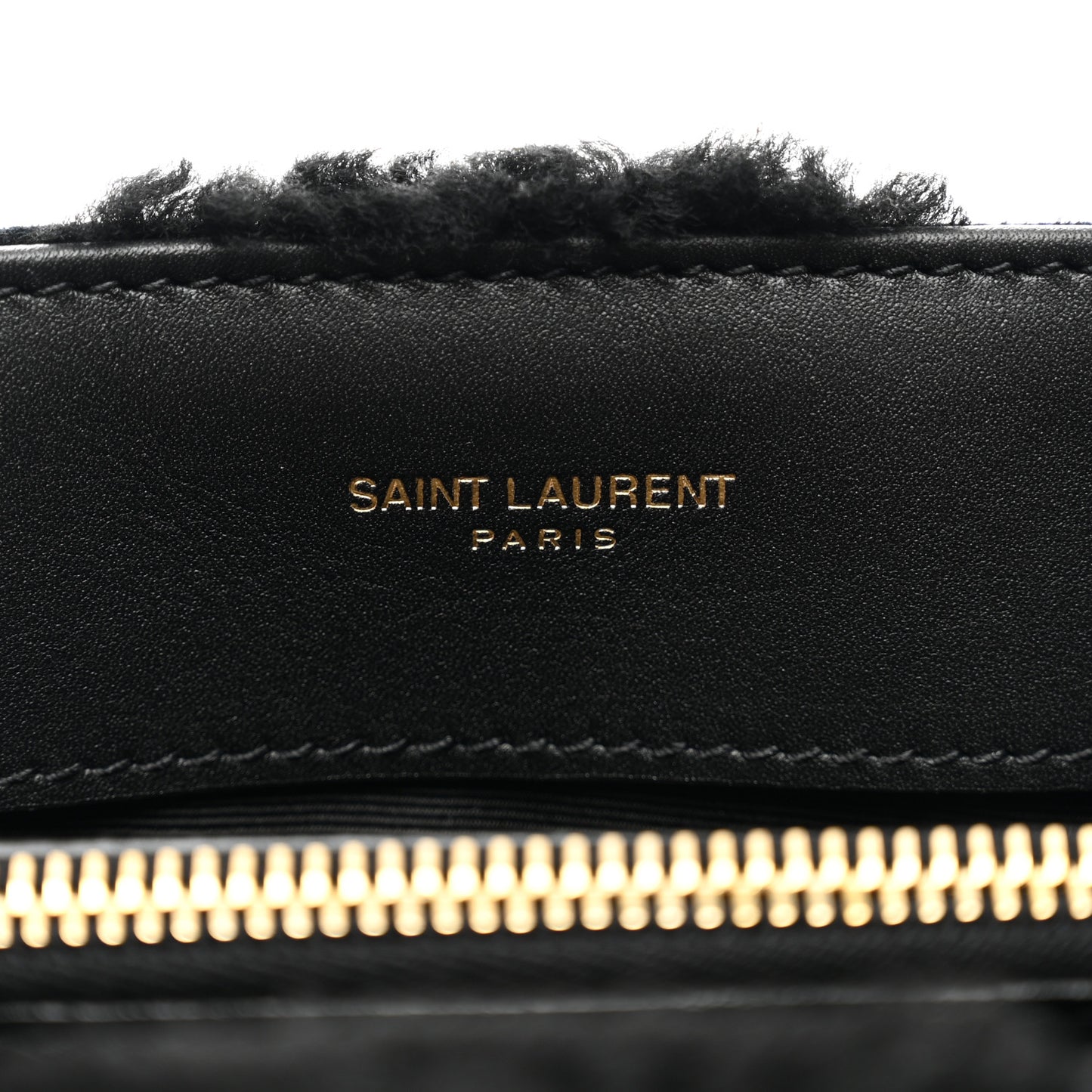 Suede Shearling Y Quilted Monogram Small Loulou Chain Satchel Black