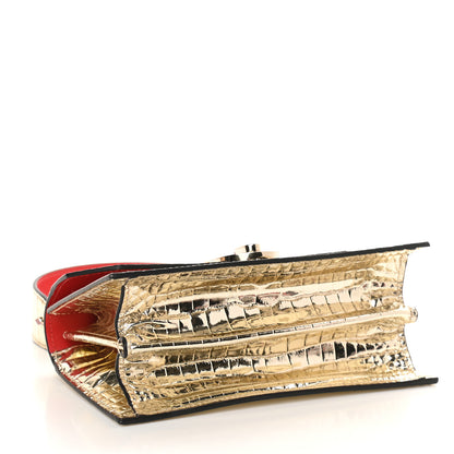 Christian Louboutin Metallic Calfskin Crocodile Embossed Mini Elisa Shoulder Bag Platine Gold 4 of 8