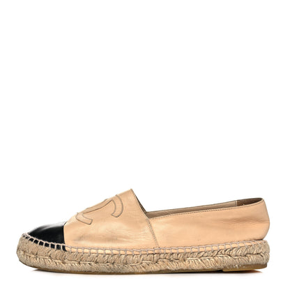 Chanel Lambskin CC Espadrilles 40 Beige Black 1 of 12