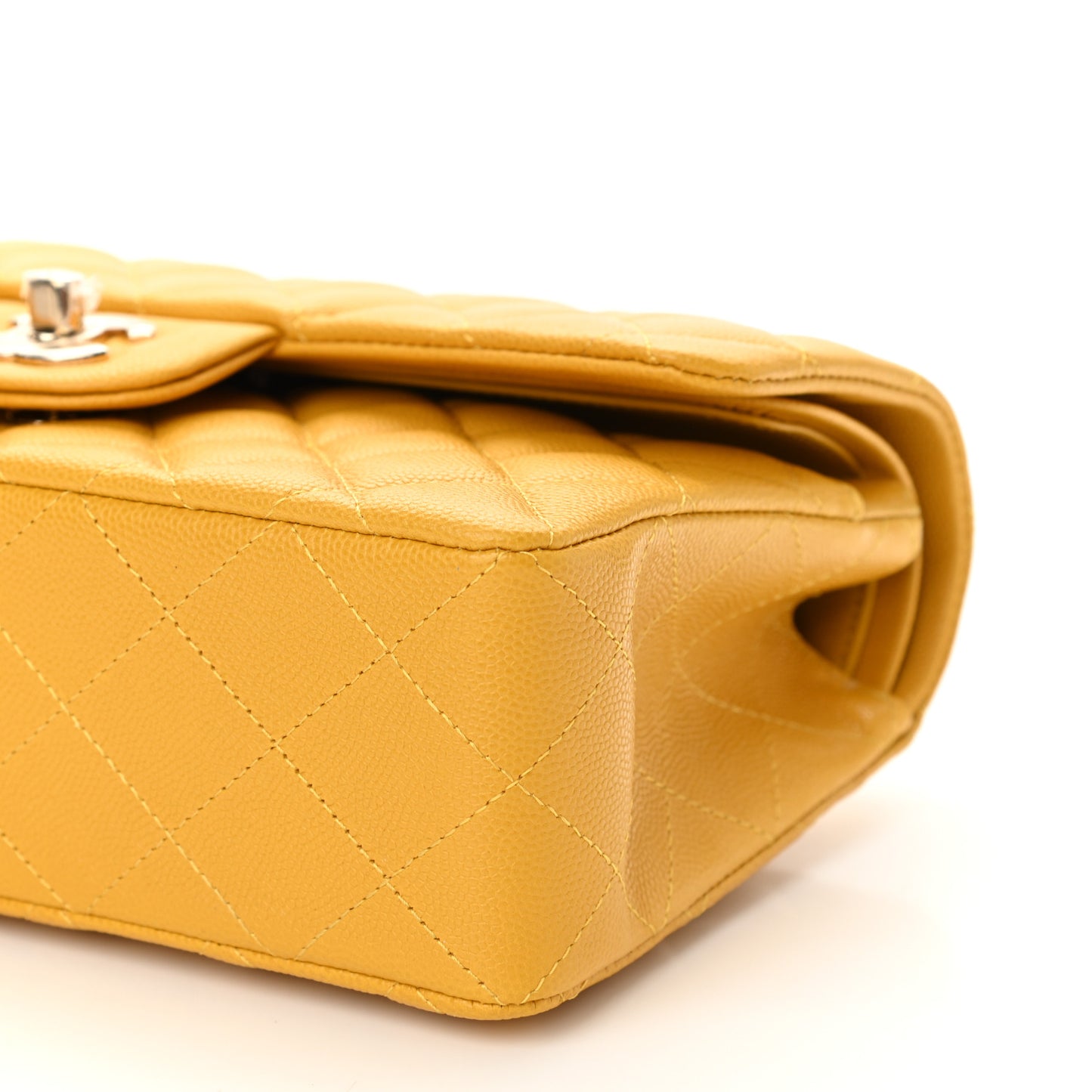 Caviar Quilted Small Double Flap Yellow