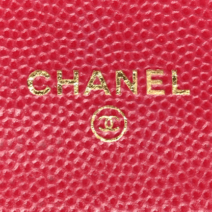 Chanel Caviar Quilted Flap Card Holder Wallet Dark Pink 6 of 12