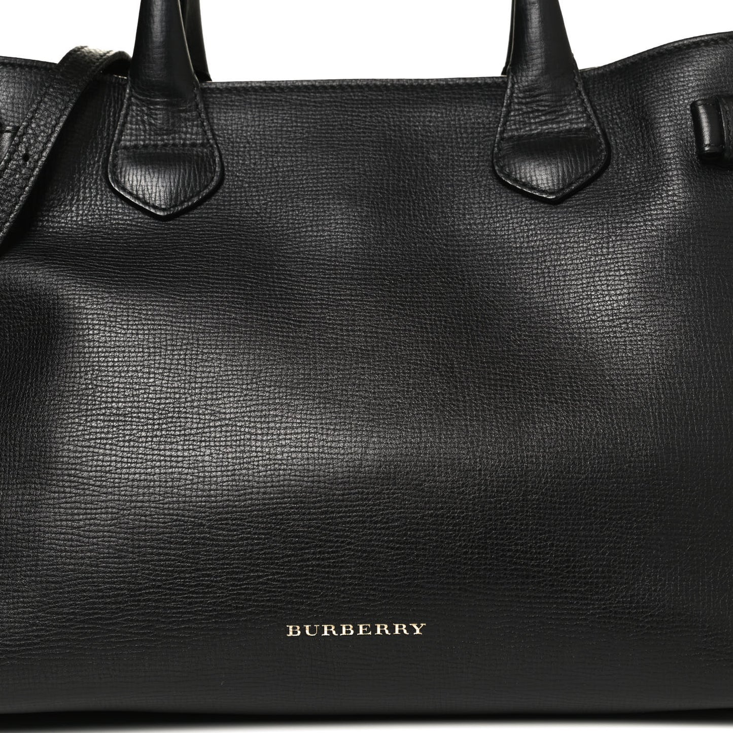 Grainy Calfskin House Check Medium Banner Tote Black