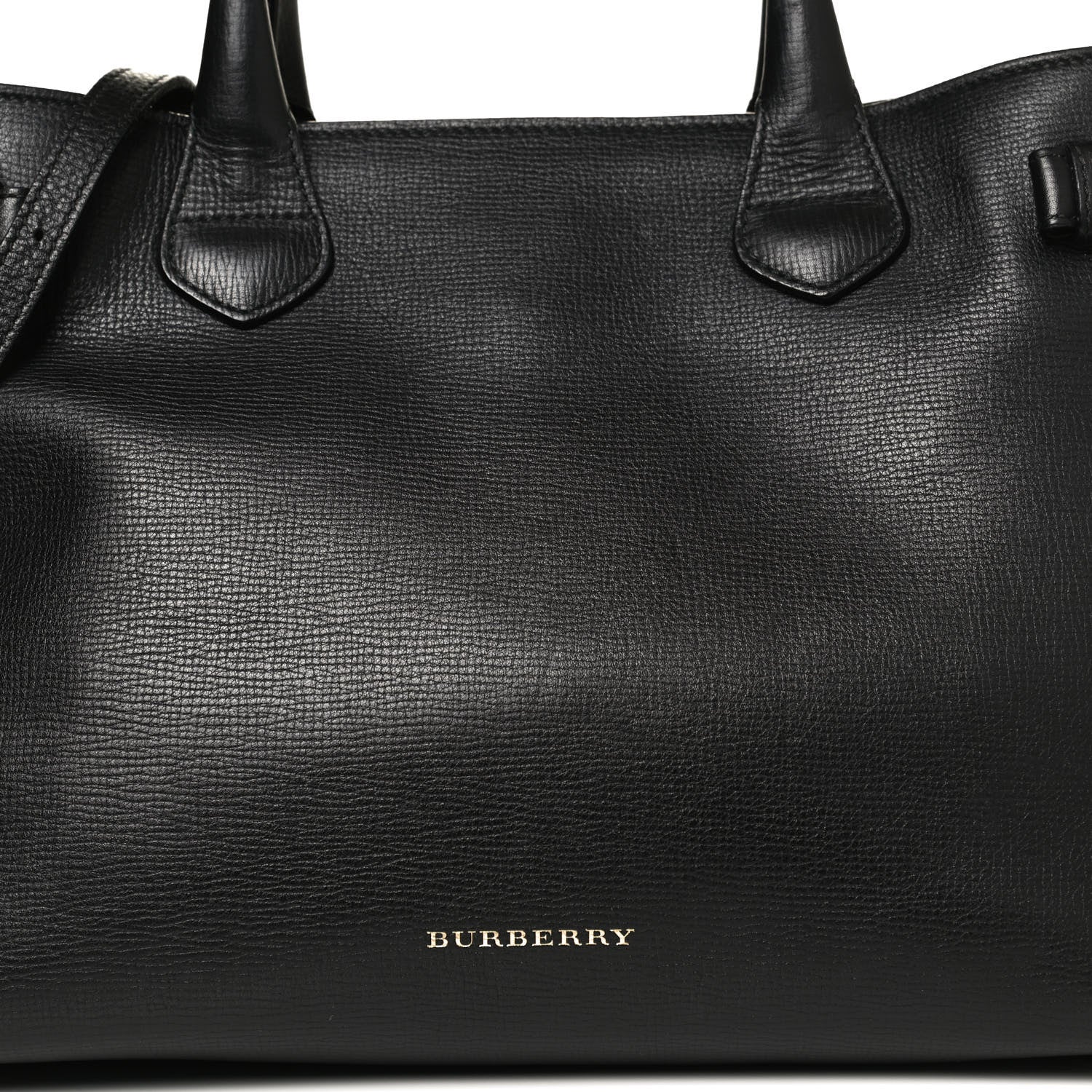Burberry Grainy Calfskin House Check Medium Banner Tote Black 7 of 11