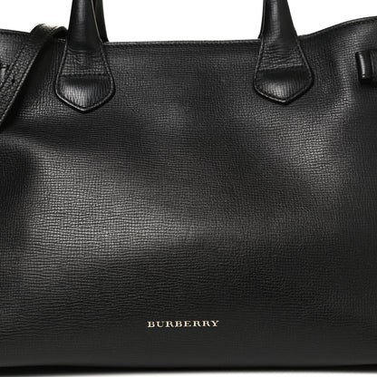 Burberry Grainy Calfskin House Check Medium Banner Tote Black 7 of 11