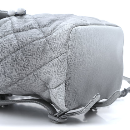 Chanel Shaded Caviar Quilted Lacquered CC My Everything Drawstring Backpack Dark Grey Light Grey 9 of 10