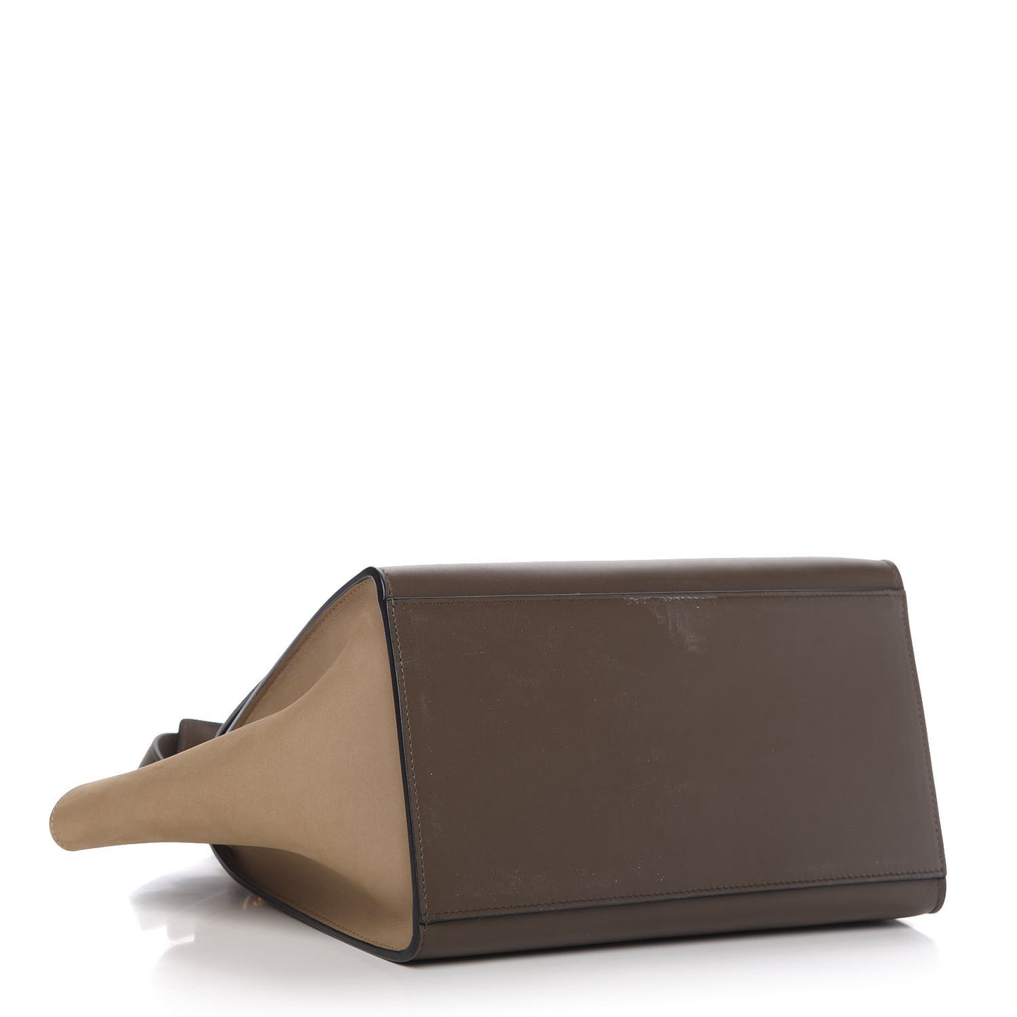 Crocodile Embossed Calfskin Suede Small Trapeze Taupe