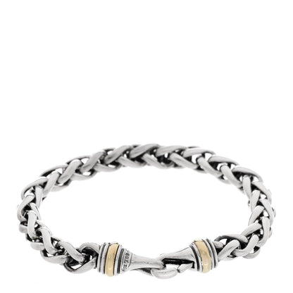David Yurman Sterling Silver 18K Yellow Gold 8mm Wheat Chain Bracelet 1 of 4