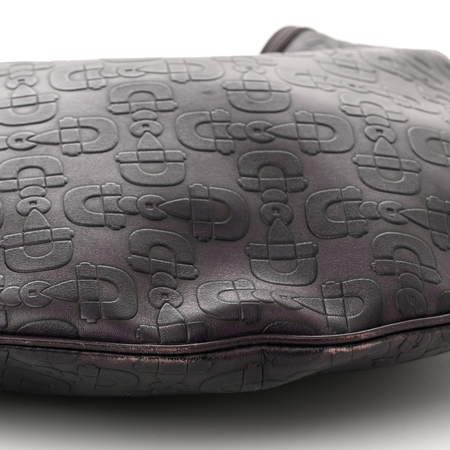 Calfskin Horsebit Embossed Glam Hobo Burgundy