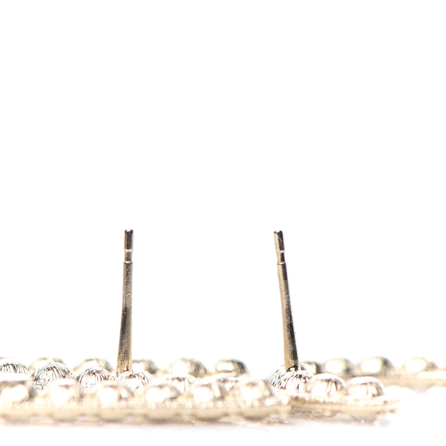 Crystal Cha-Nel Logo Drop Earrings Gold