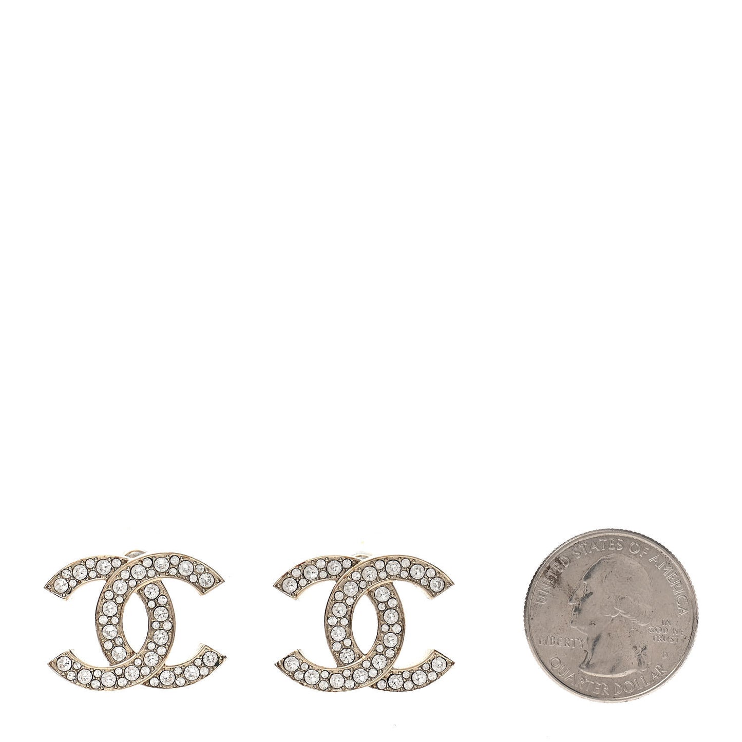 Crystal CC Earrings Light Gold