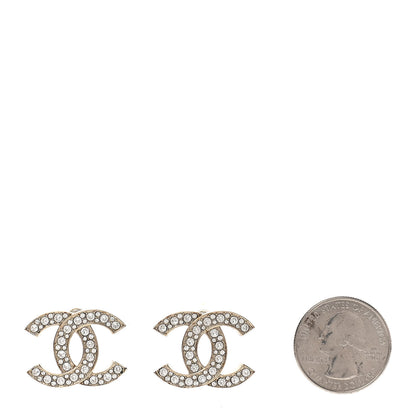 Chanel Crystal CC Earrings Light Gold 2 of 4