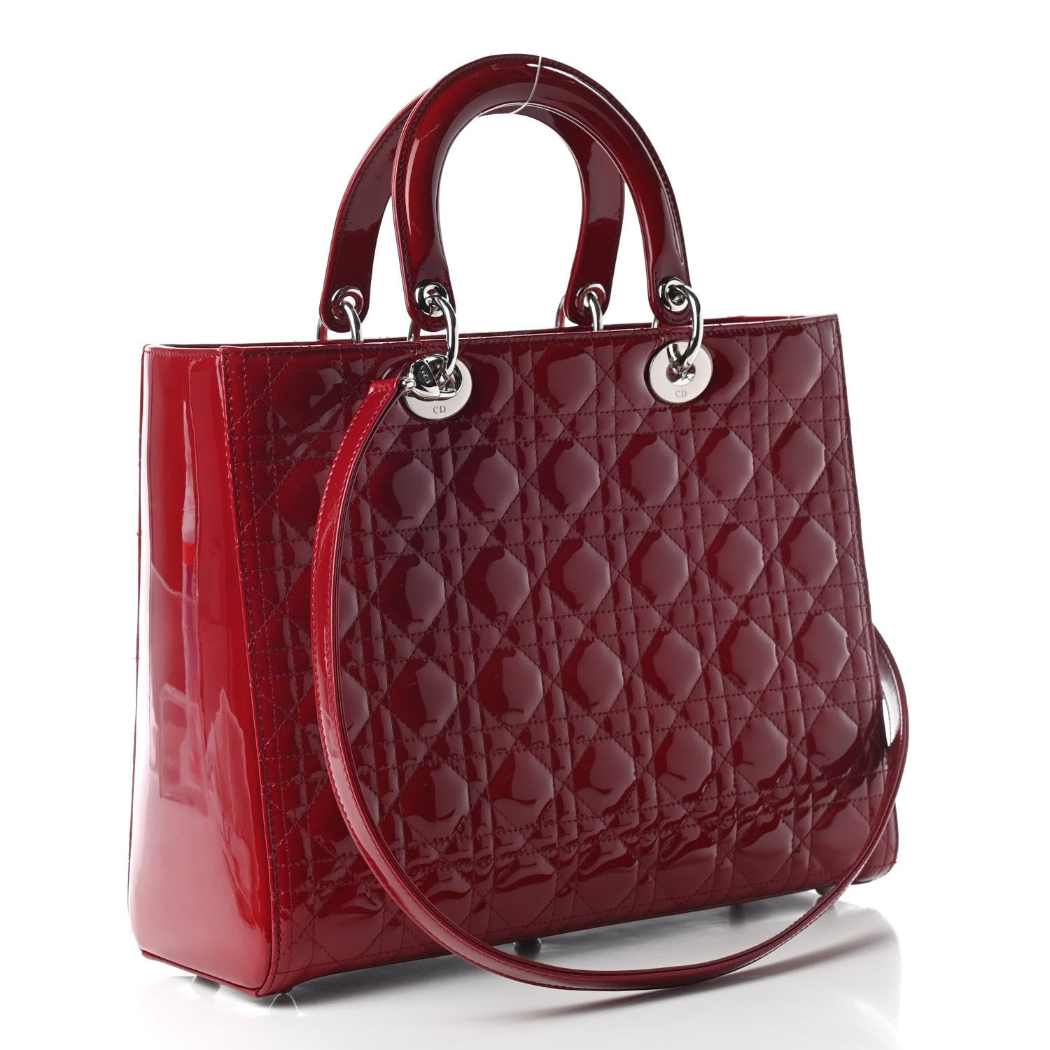 Christian Dior Patent Cannage Large Lady Dior Red 3 of 11