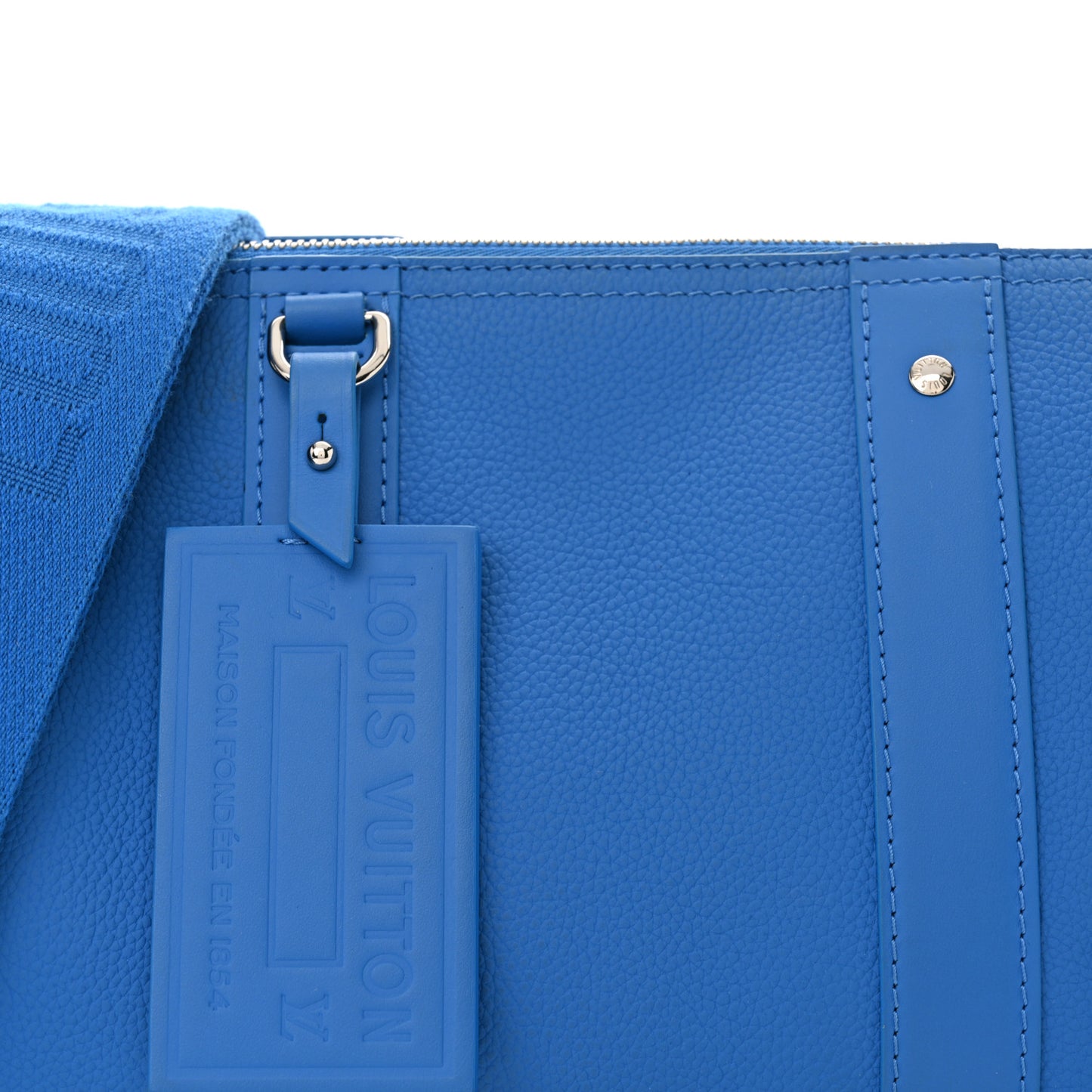 Grained Calfskin Aerogram City Keepall Bright Blue