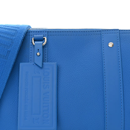 Louis Vuitton Grained Calfskin Aerogram City Keepall Bright Blue 7 of 10