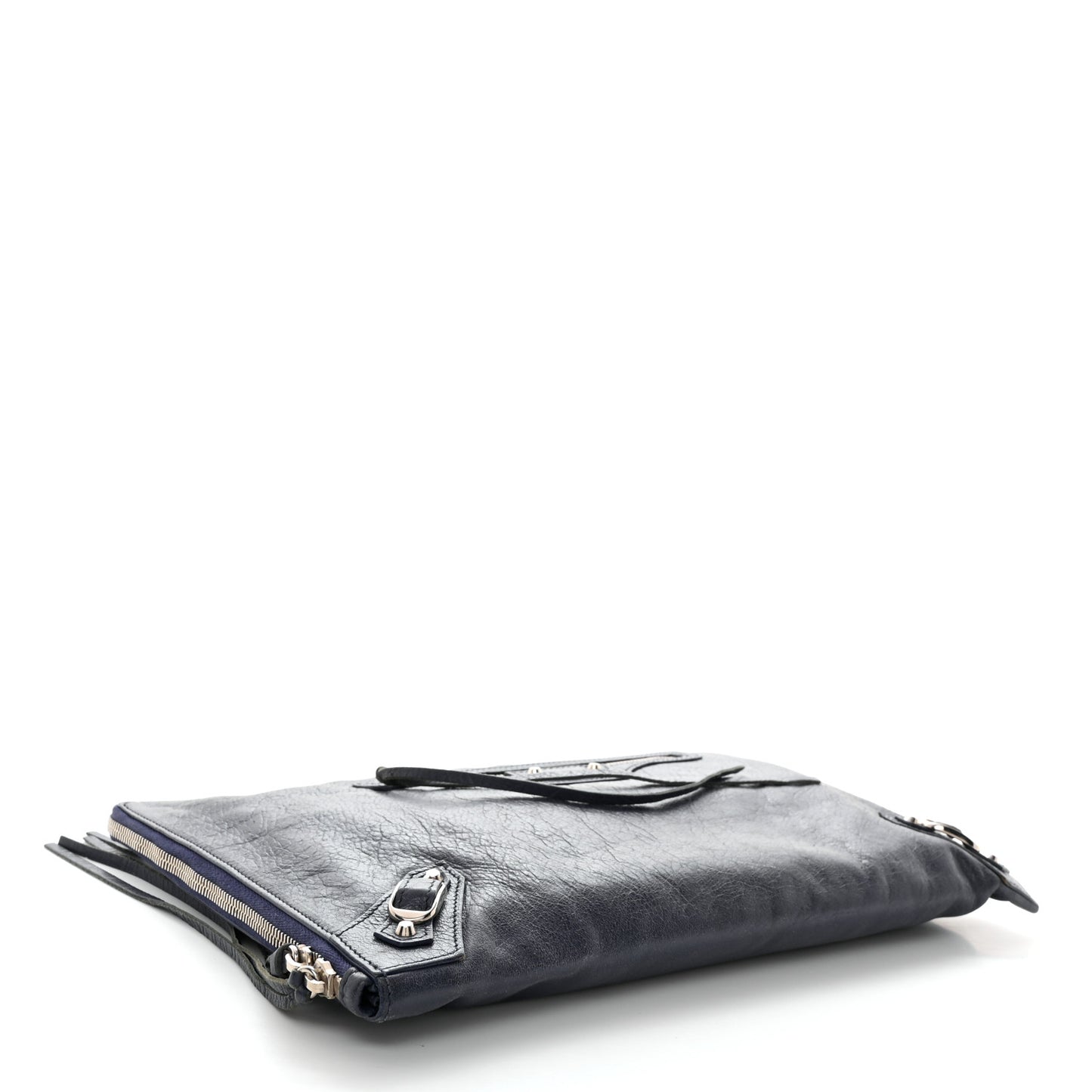 Agneau Classic Hardware Small Pouch Navy